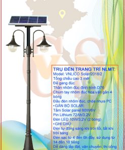 Cột đèn trang trí năng lượng mặt trời VNLICO SOLAR/2018/2
