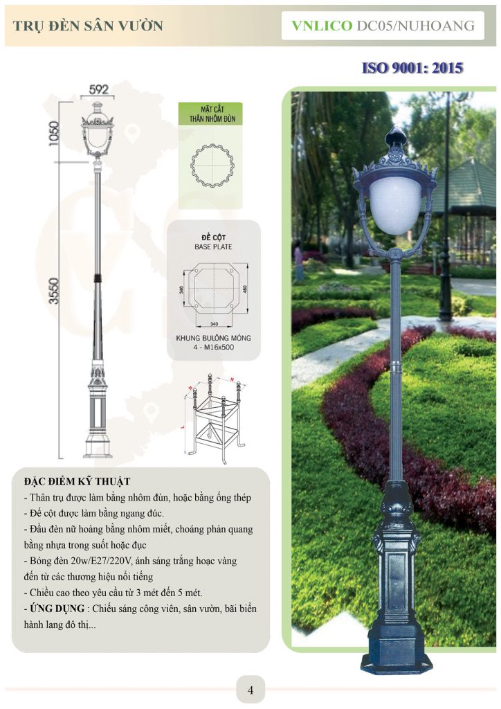 Trụ đèn sân vườn DC05/NUHOANG